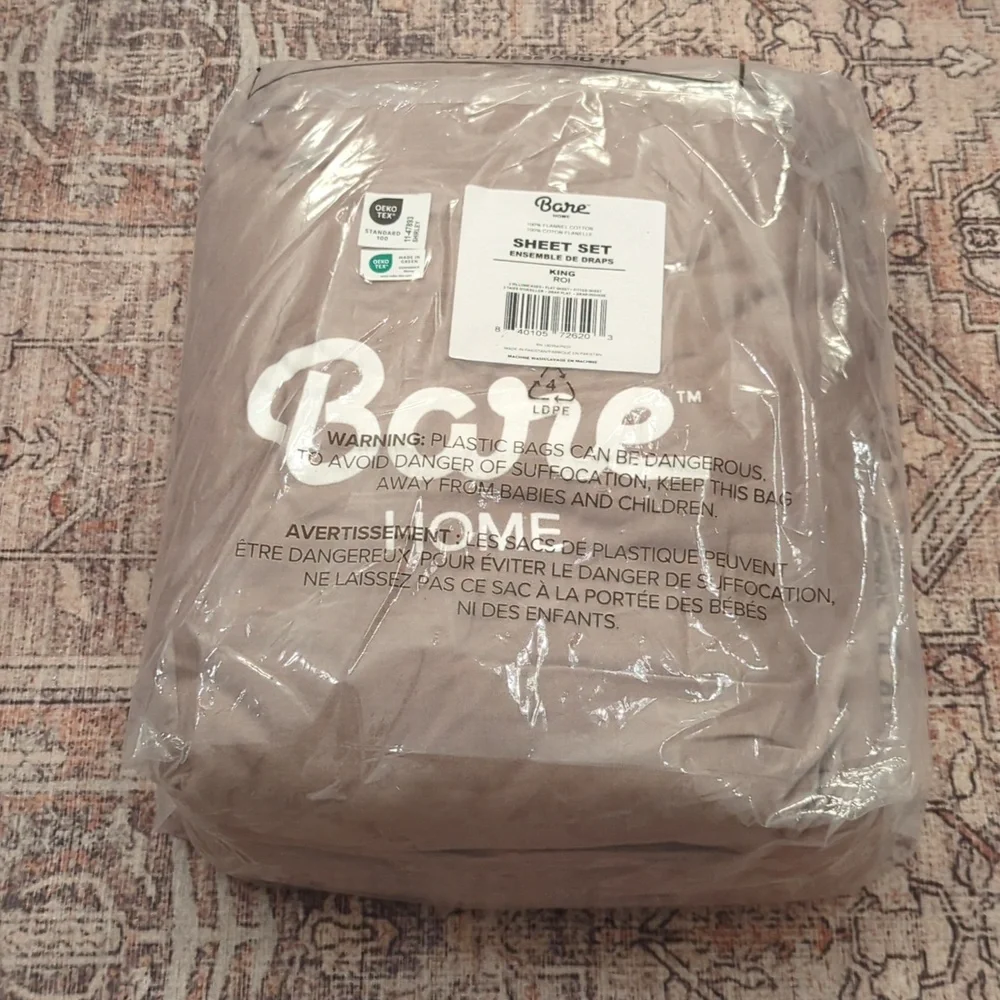 Bare Home Flannel Sheet Set 100% Cotton, Velvety Soft Heavyweight - Double Brush